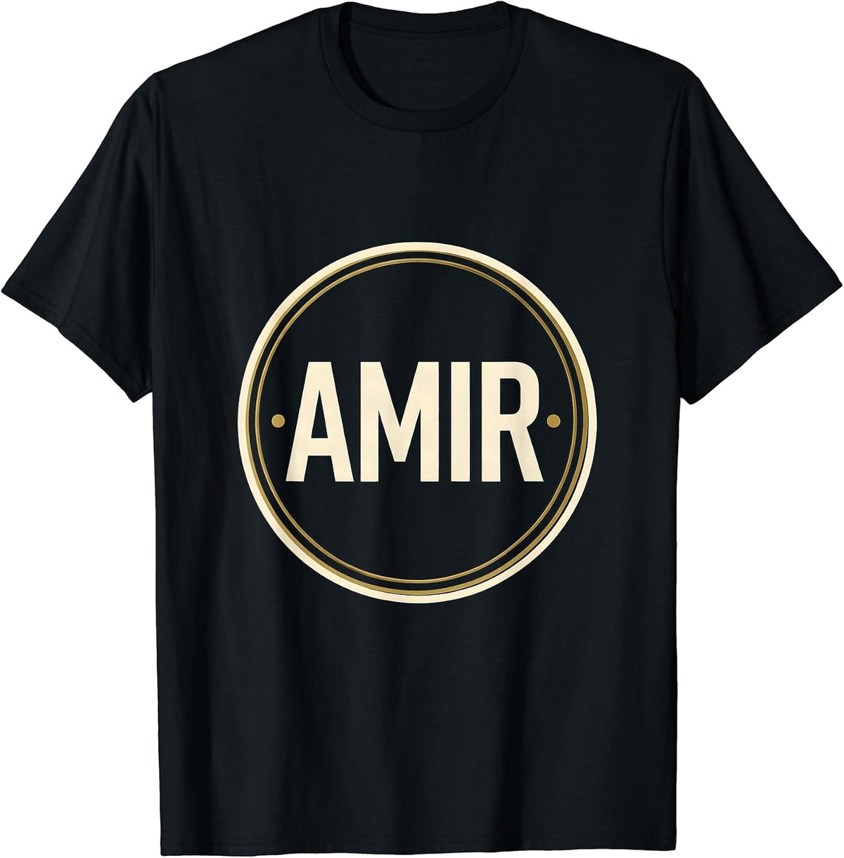 Men's AMIR Bold Typography Name Seal Van Life Traveler Gift T-Shirt - Black