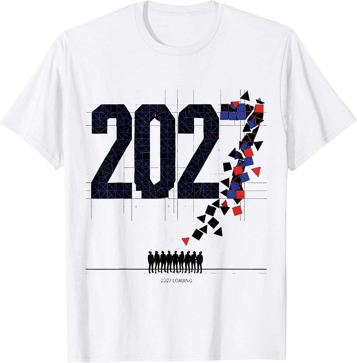 Men's 2027 Loading Geometric New Year Party Countdown Family T-Shirt - White