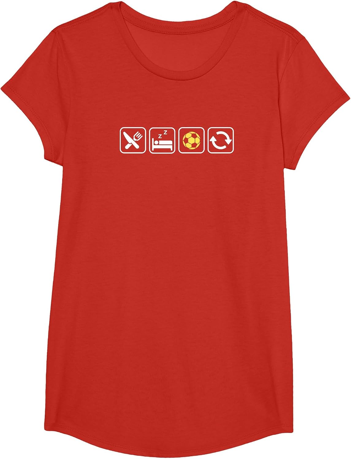 Eat Sleep Soccer Repeat | Fun Apparel for Soccer Lovers T-Shirt - Girls Red