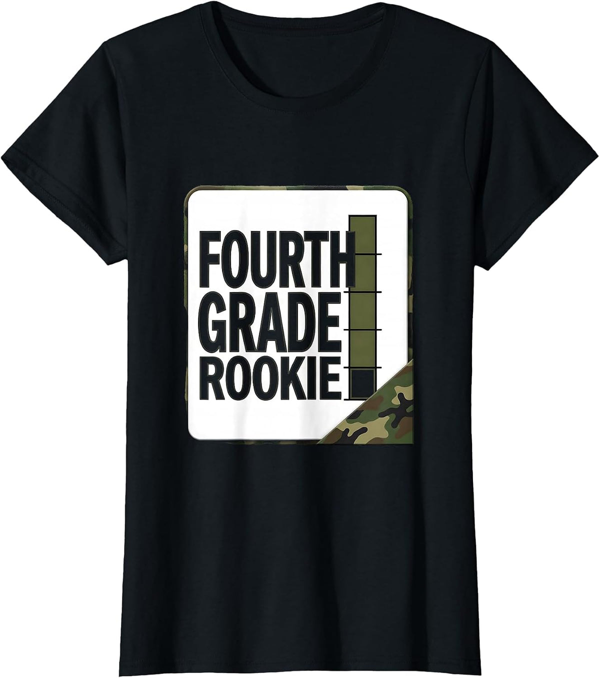 Fourth Grade Rookie Camo Back To School Boys Teacher T-Shirt - Black