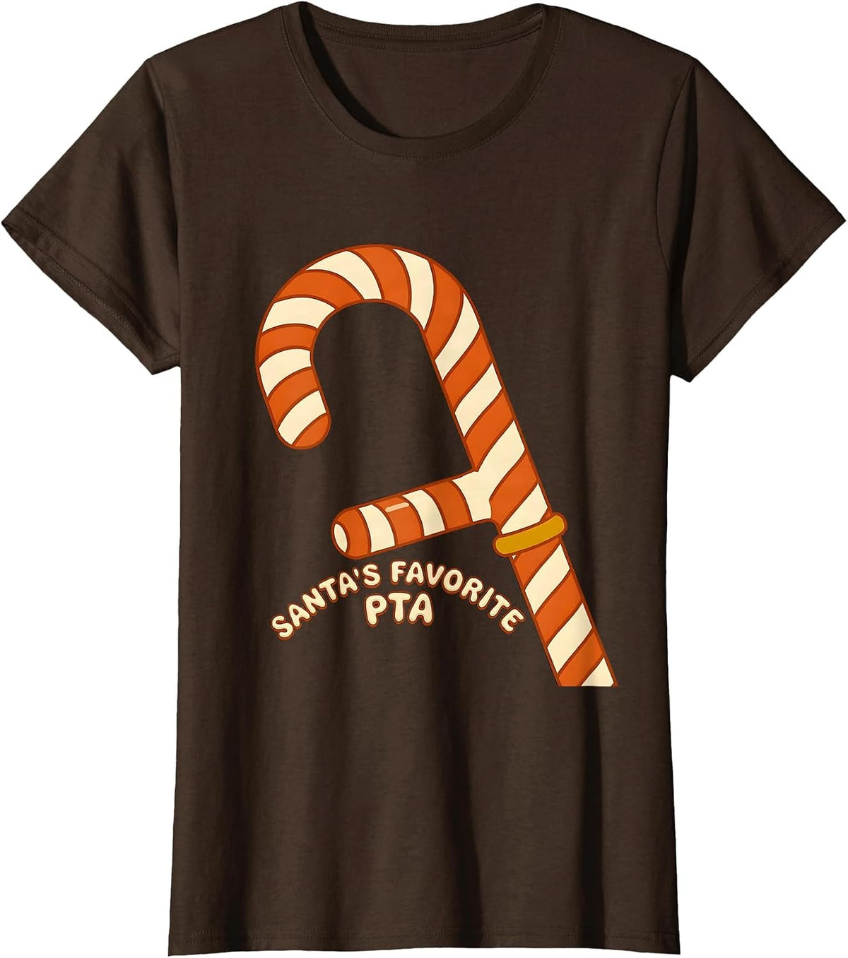Women's Santa's Favorite PTA Retro 70s Physical Therapy Christmas T-Shirt - Brown