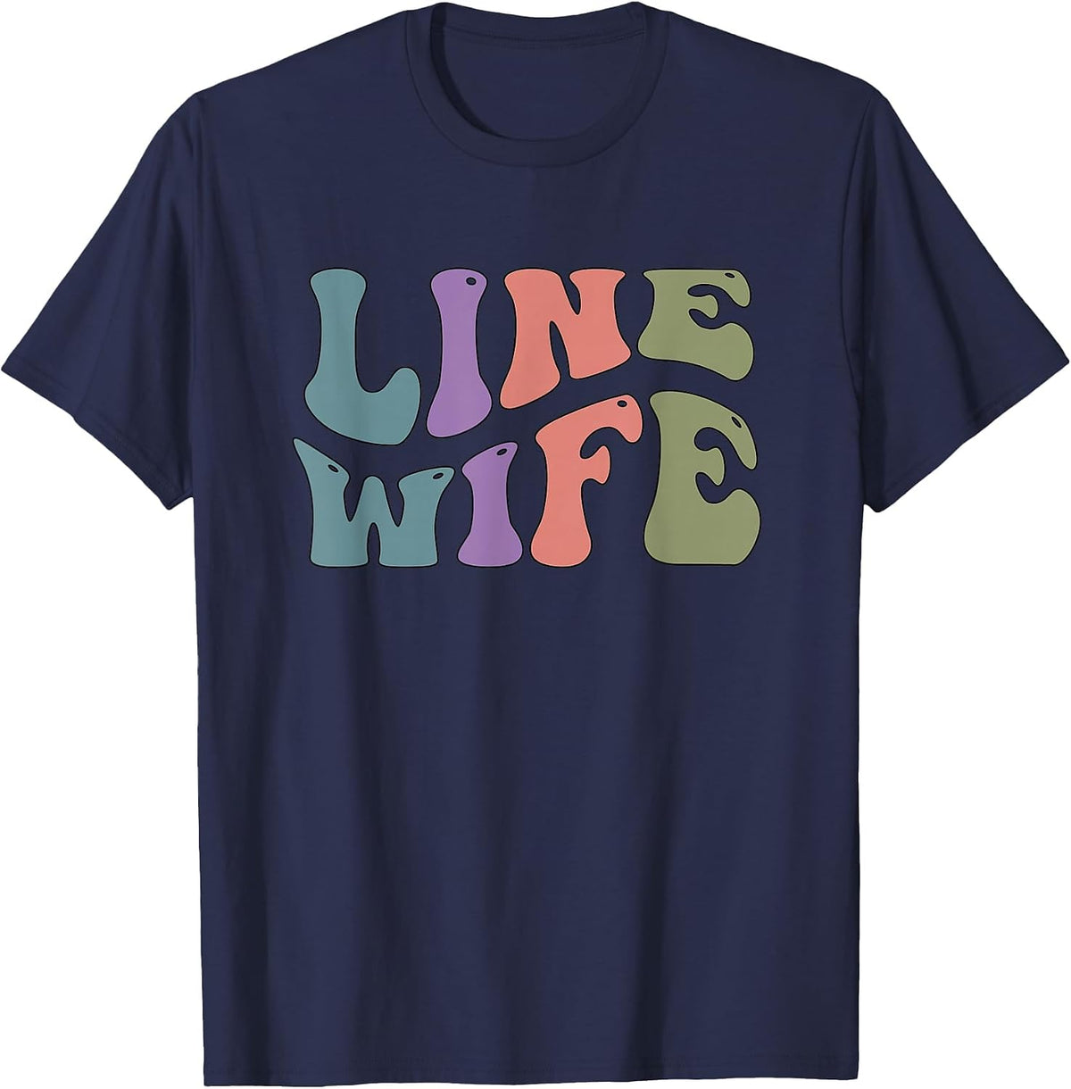 Lineman Wife Retro Linewife Lineworker Line Wife Husband T-Shirt - Navy Blue