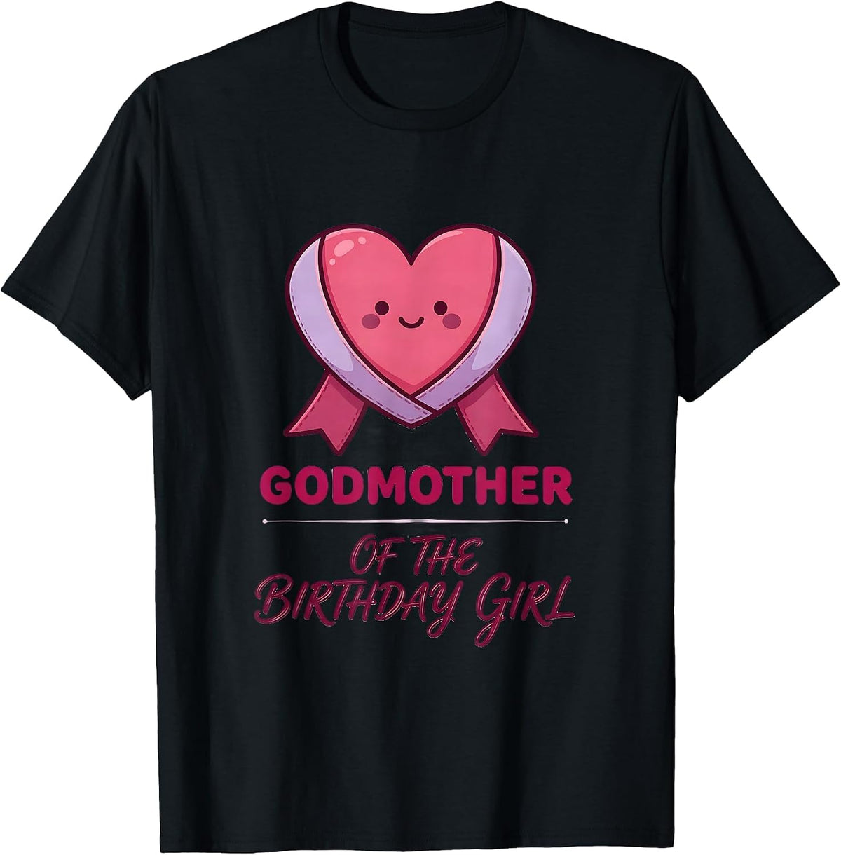 Men's Godmother Of The Birthday Girl Cute Pink Bow Family Matching T-Shirt - Black