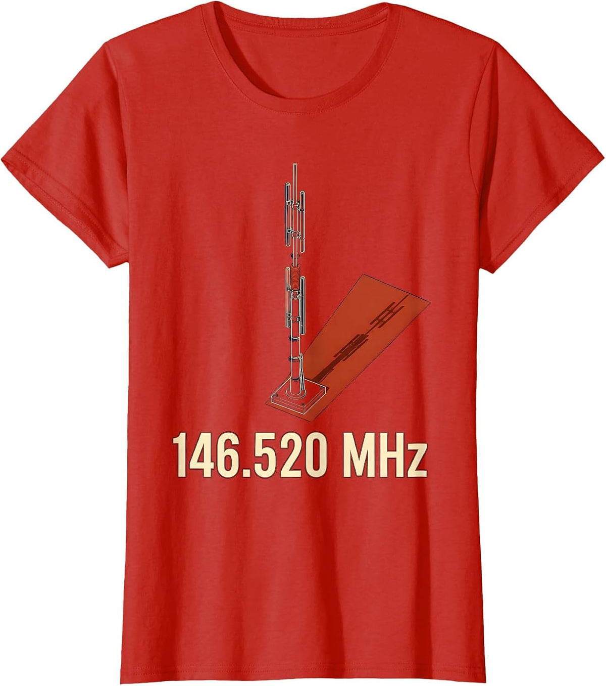146.520 MHz Exploded View Technical Ham Radio Operator Humor T-Shirt - Red