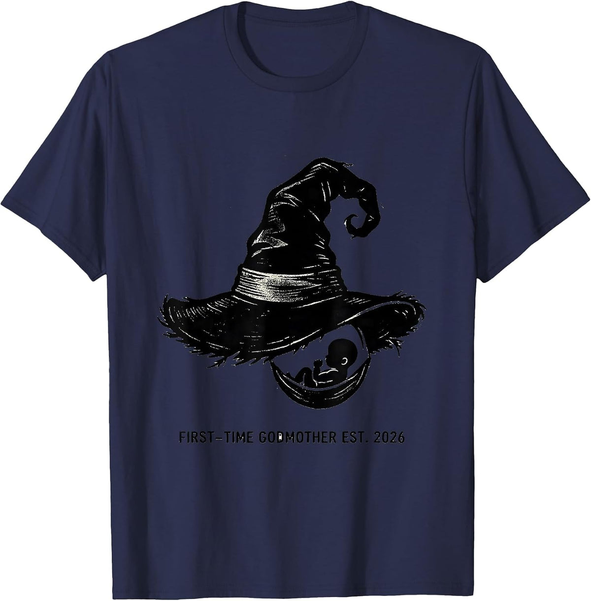 Men's First-Time Godmother Est. 2026 Cute Halloween Pregnancy T-Shirt - Navy Blue