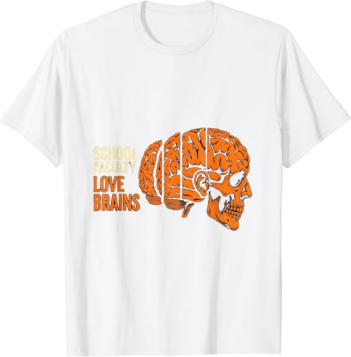 Men's School Faculty Love Brains Funny Zombie Teacher Halloween T-Shirt - White