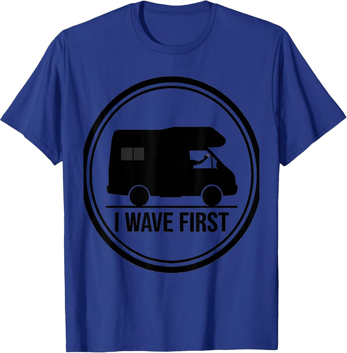 Men's I Wave First Retro Van Life Nomads Camper Van Dwellers T-Shirt - Royal Blue