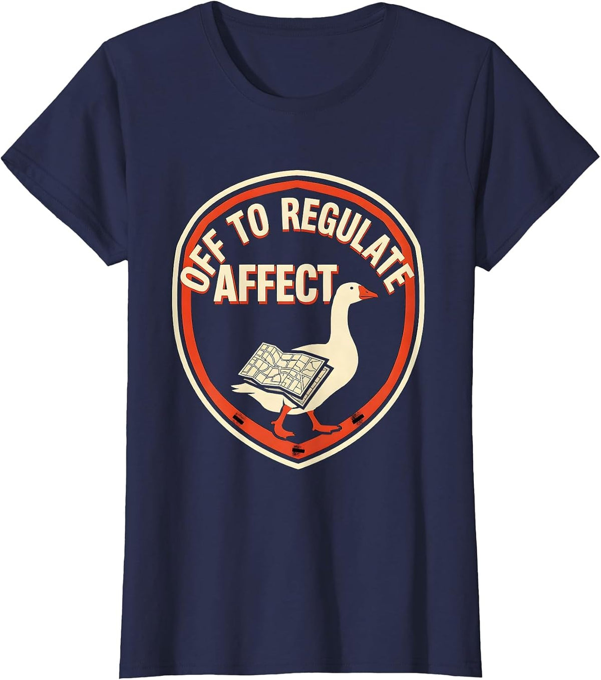 Women's Off to Regulate Affect Stencil Graphic Mental Health T-Shirt - Navy Blue