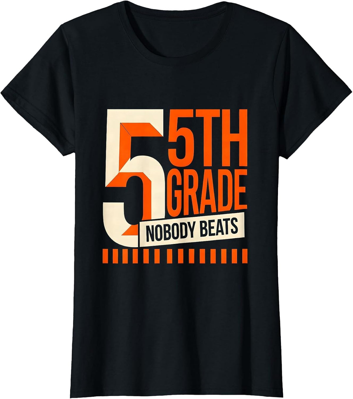 Nobody Beats 5th Grade Funny Teacher Back To School Crew T-Shirt - Black