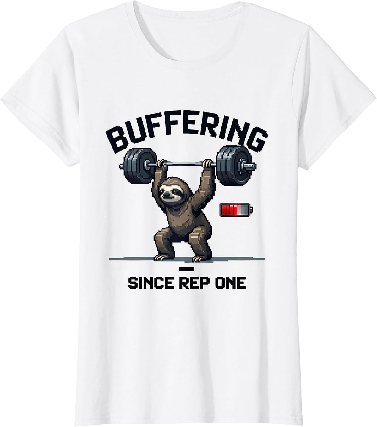Buffering Since Rep One Funny Gym Workout Deadpan Animal T-Shirt - White