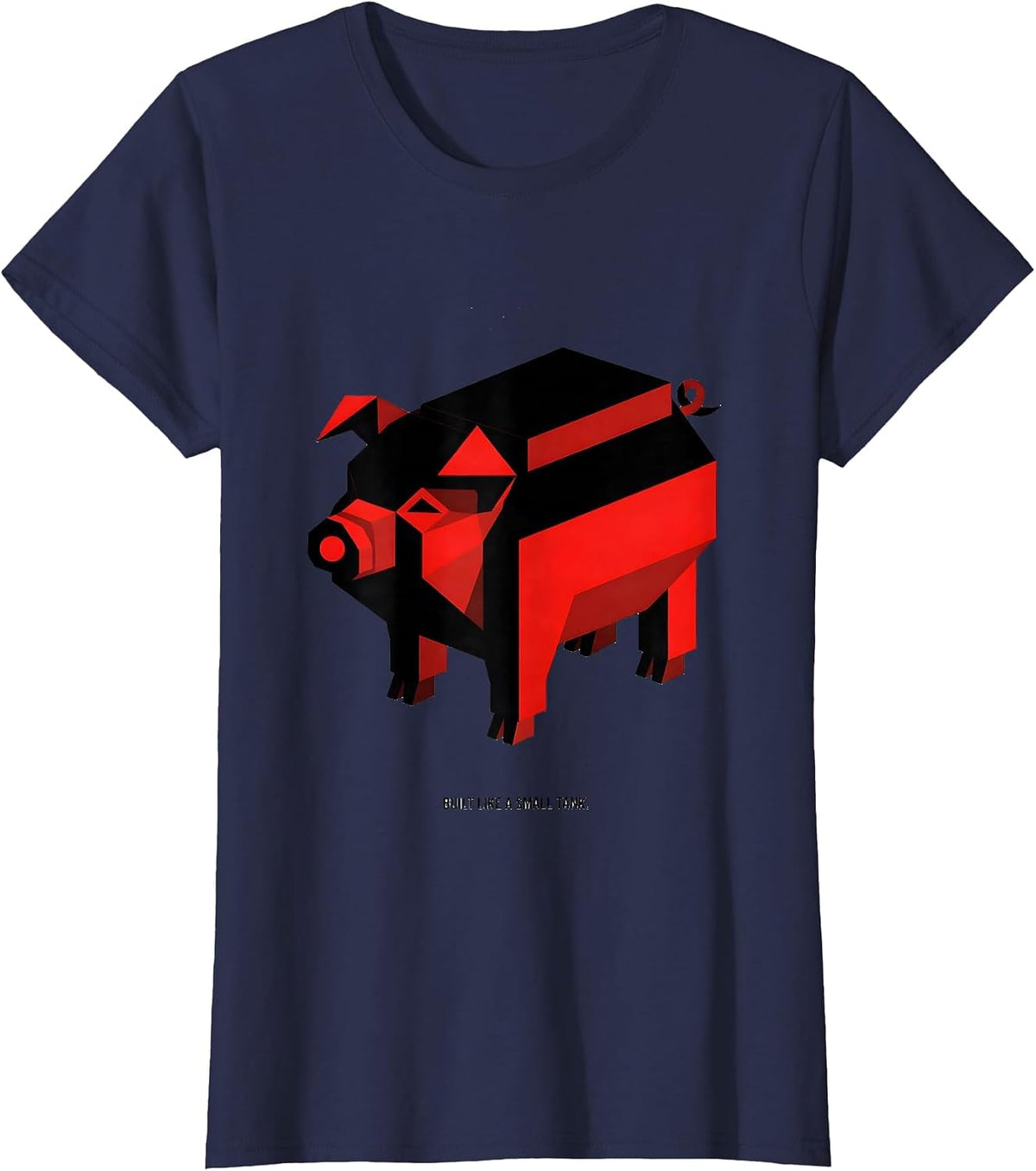 Women's Built Like A Small Tank Funny Pig Lover Pet Humor T-Shirt - Navy Blue