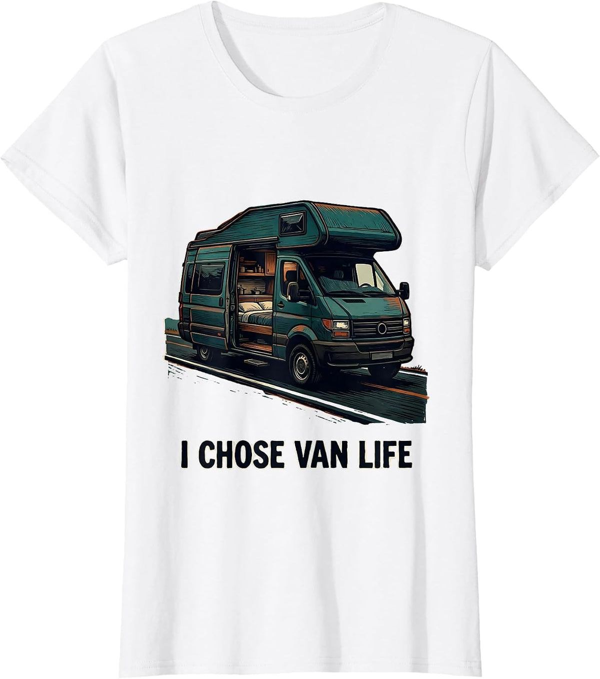 Women's I Chose Van Life Retro Van Life Nomad Travel Pride T-Shirt - White