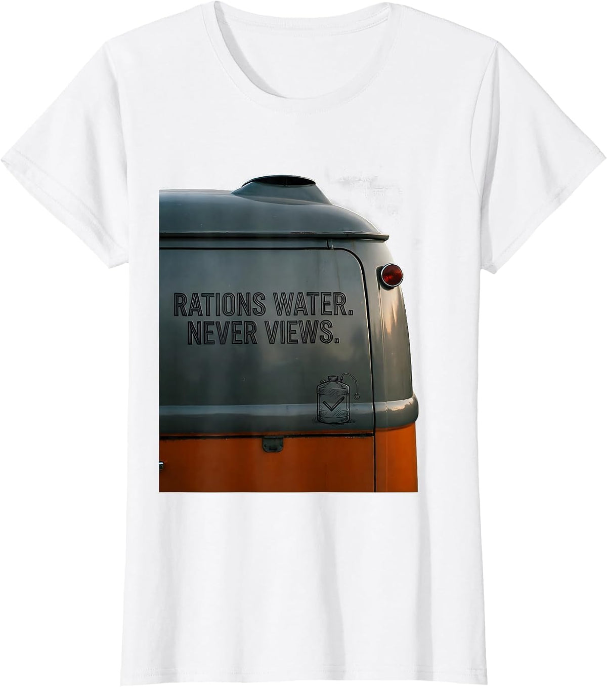 Women's Rations Water Never Views Retro Van Life Nomad Travel T-Shirt - White