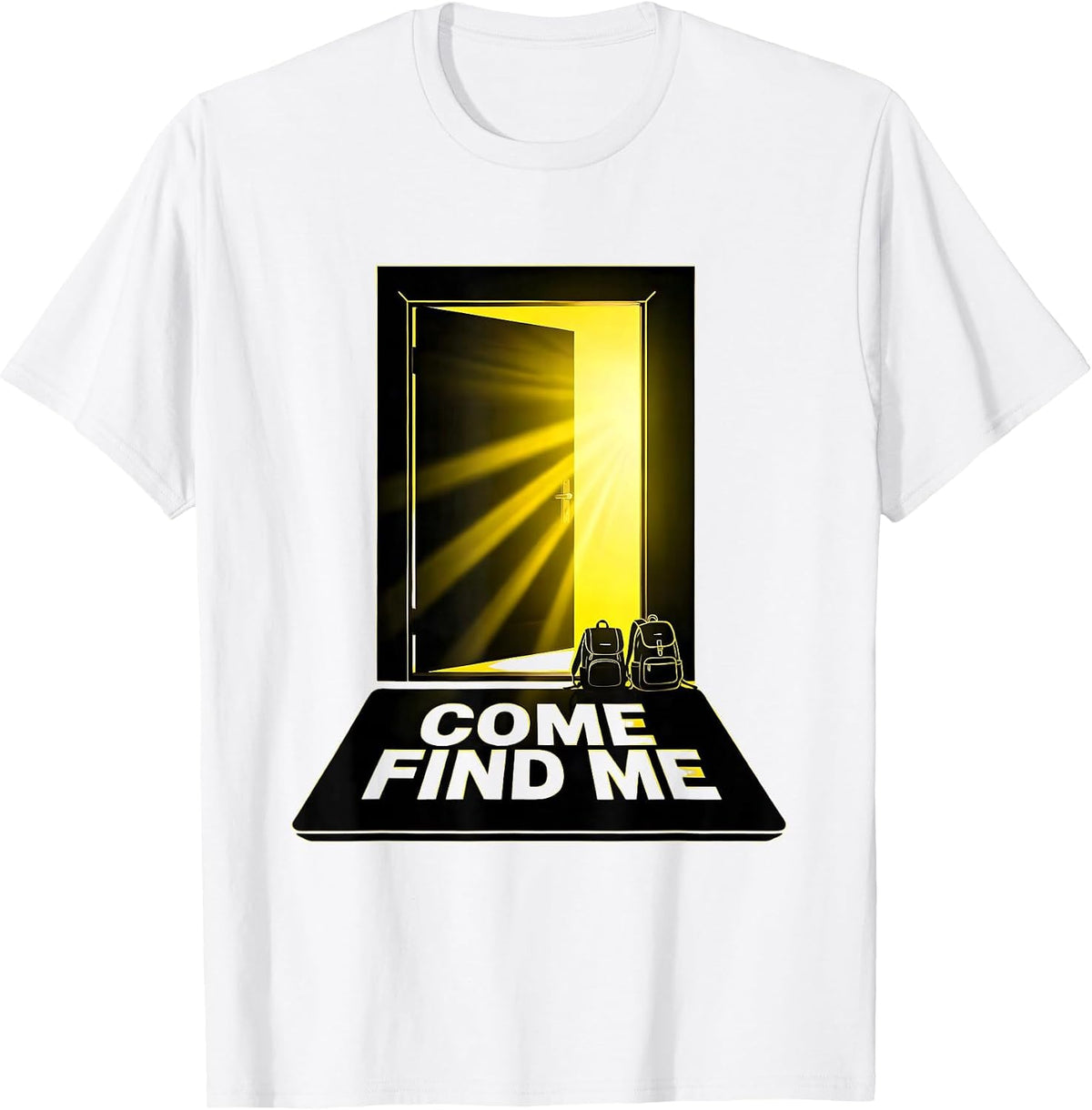 Men's Come Find Me Bold Stencil School Counselor Student Support T-Shirt - White