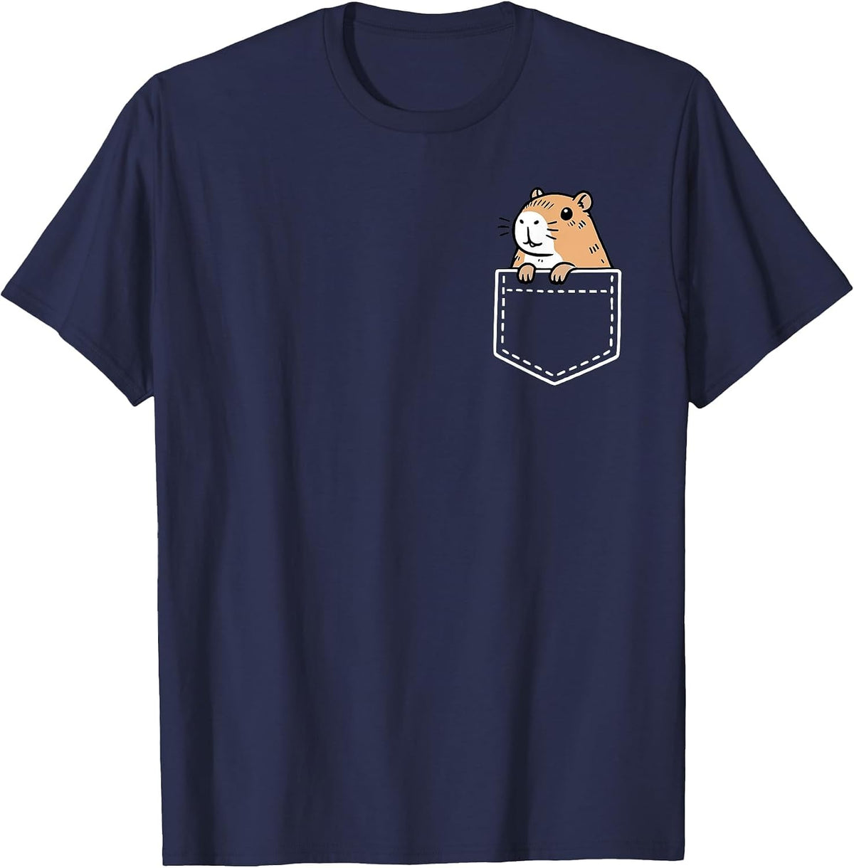Capybara Pocket Funny Capy T-Shirt - Navy Blue