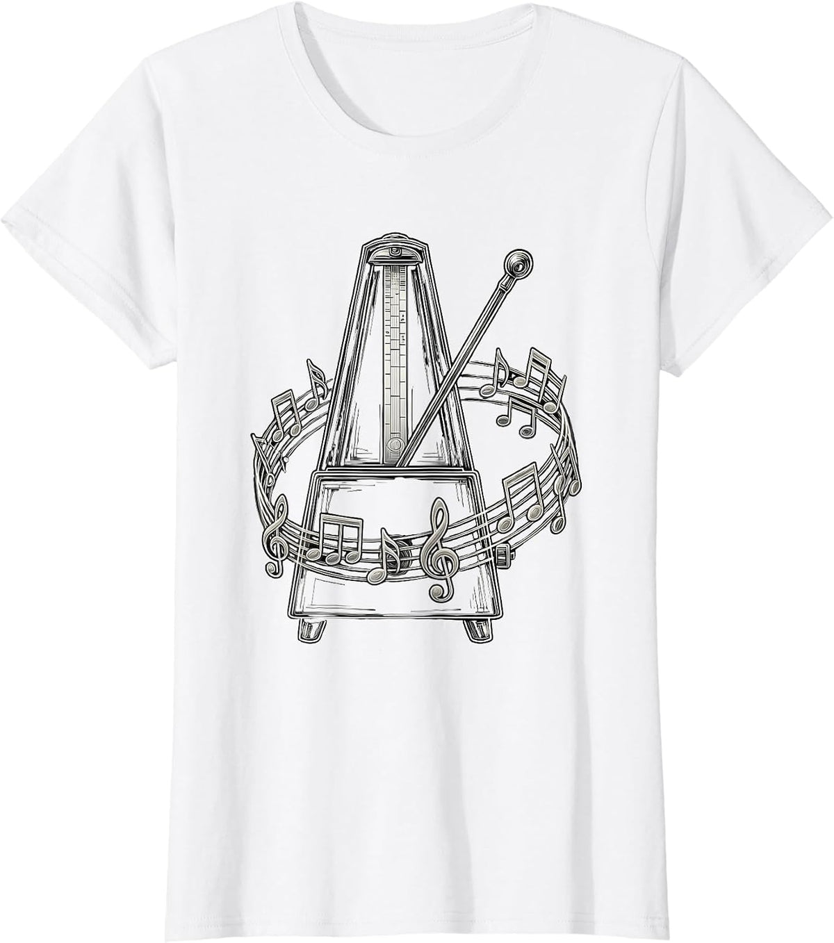 Music Teacher Metronome Musical Notes Graphic T-Shirt - White