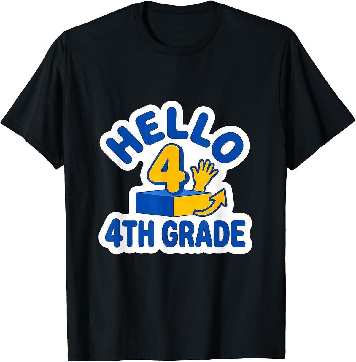 Men's Hello, 4th Grade Sticker Back To School Teacher Student Gift T-Shirt - Black