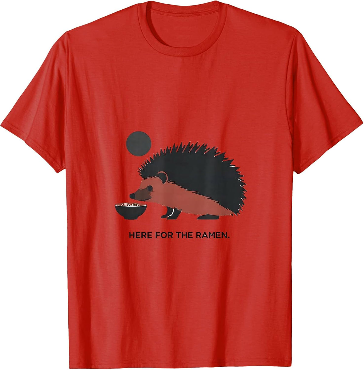 Men's Here For The Ramen Funny Japanese Cat Anime Kawaii Graphic T-Shirt - Red
