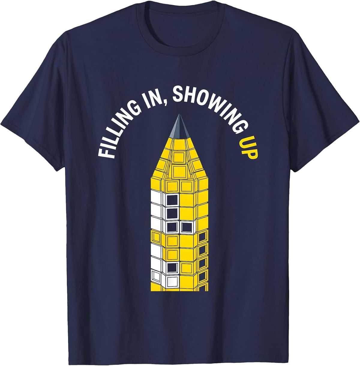 Filling In Showing Up Substitute Teacher Design T-Shirt - Navy Blue
