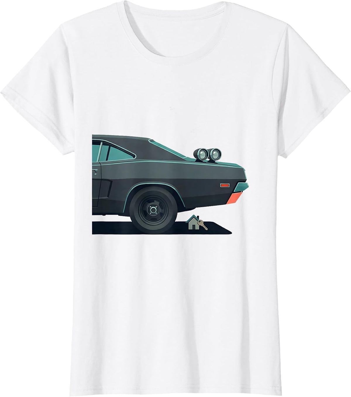 Oversized 1960s Muscle Car Midcentury Modern Car Guy T-Shirt - White