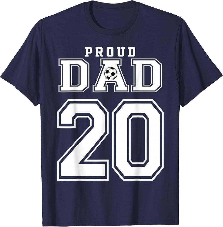 Number 20 Custom Proud Soccer Futbol Dad Personalized Men T-Shirt - Navy Blue