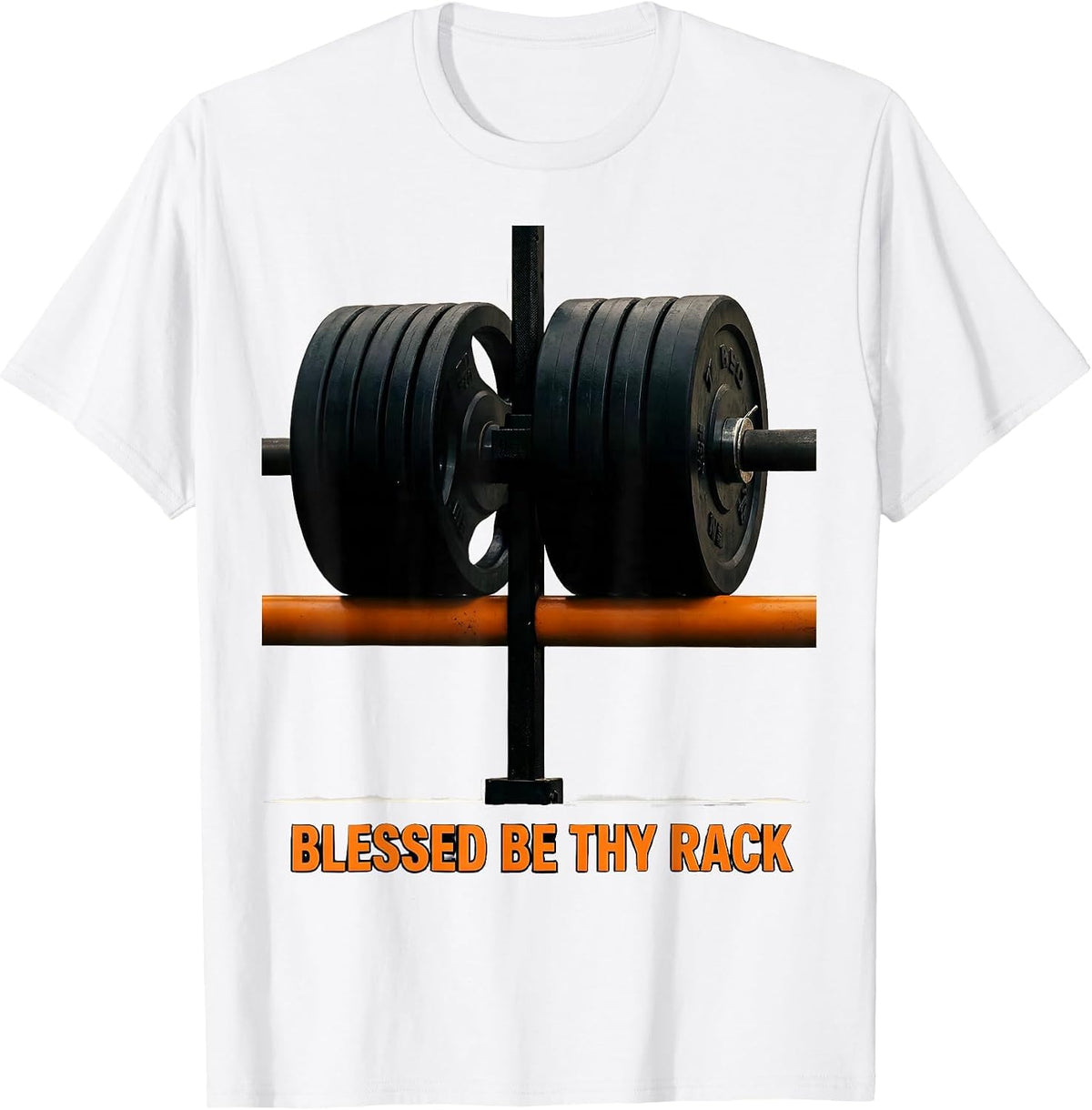 Men's Blessed Be Thy Rack Brutalist Christian Weightlifter Gym T-Shirt - White