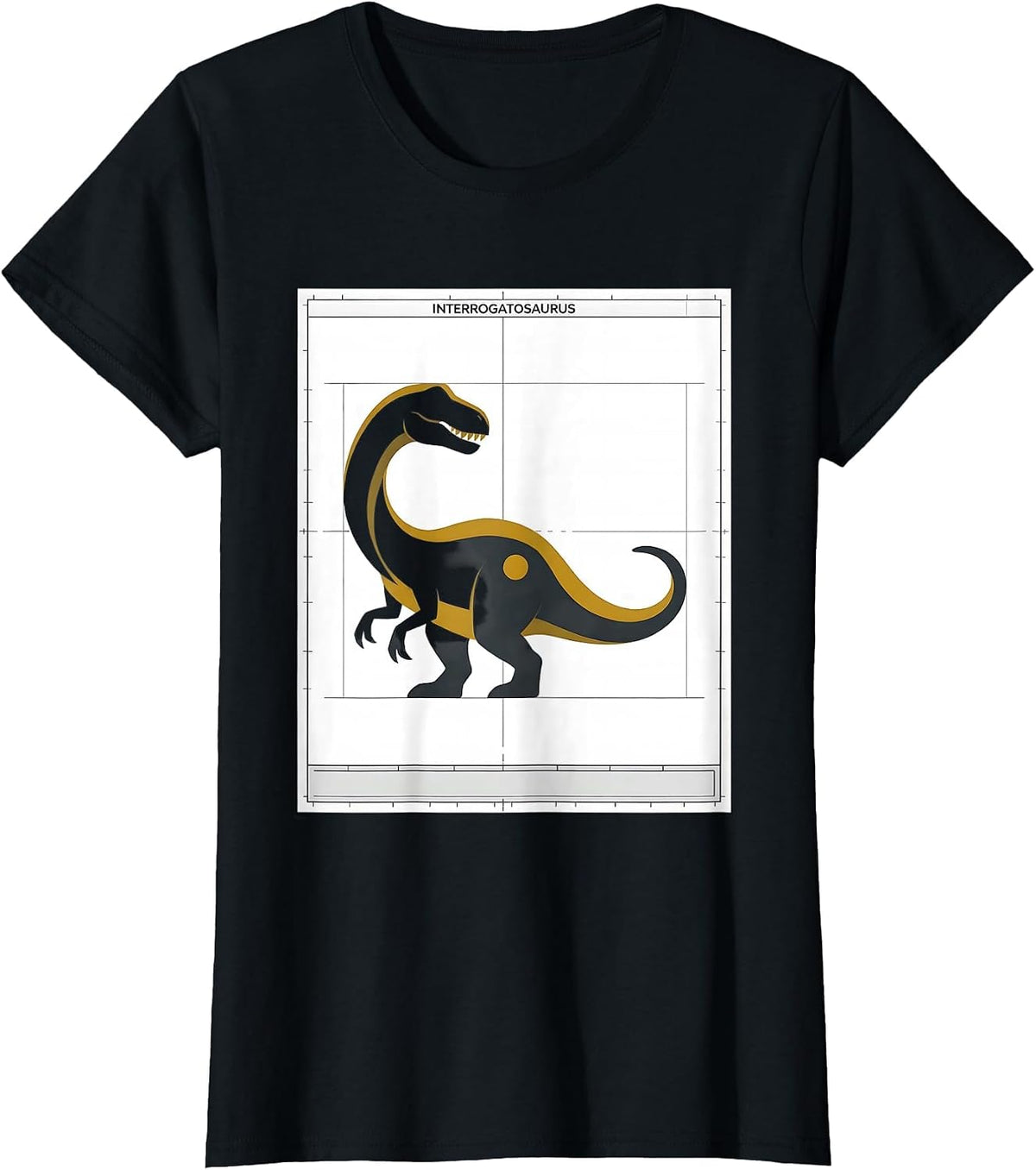 Interrogatosaurus Funny Grammar Teacher Punctuation Humor T-Shirt - Black