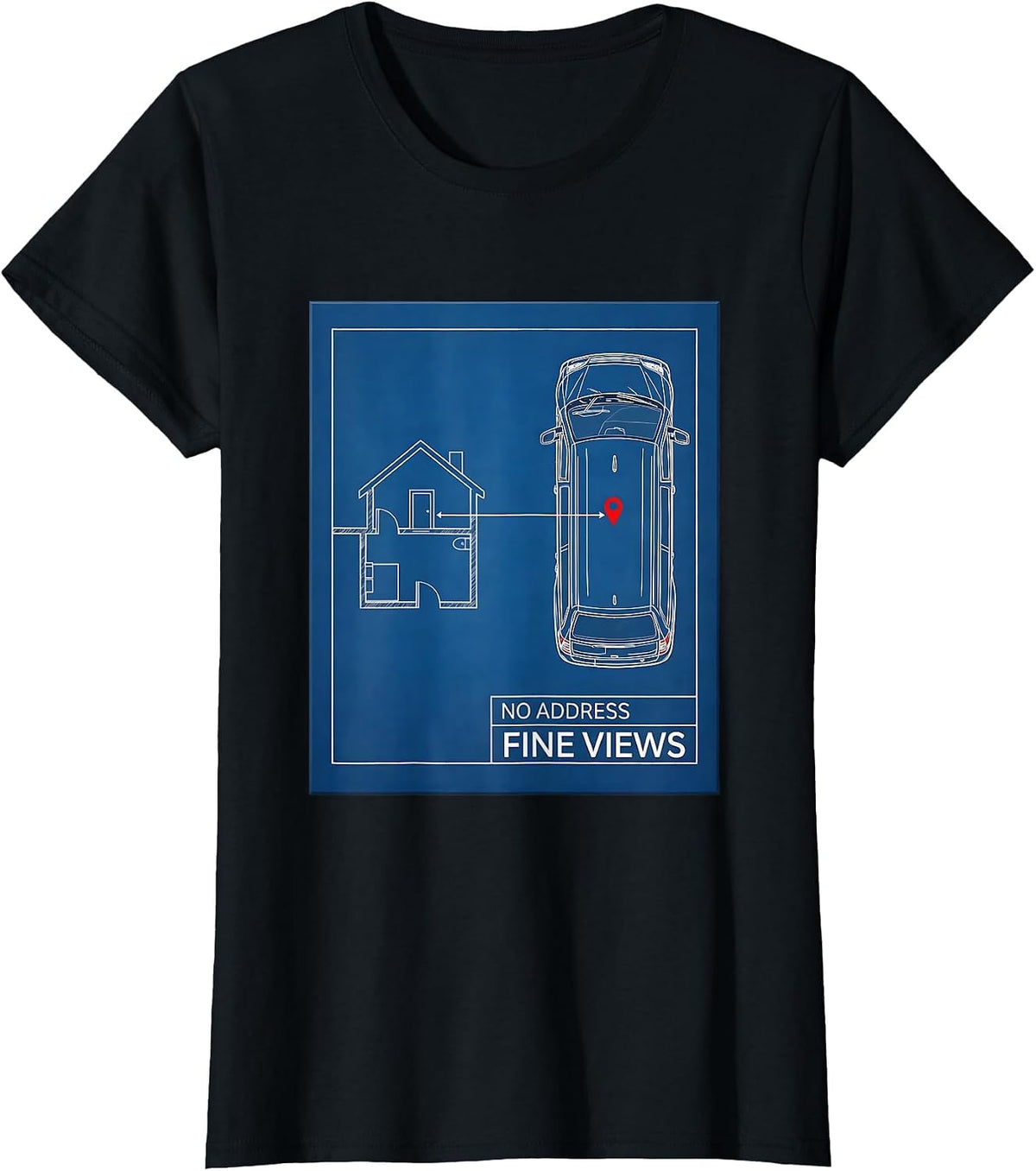 No Address Fine Views Retro Vintage Van Life Nomads T-Shirt - Black