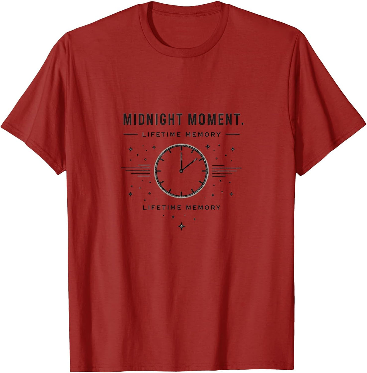 Midnight Moment Lifetime Memory NYE Design Twins T-Shirt - Cranberry Red