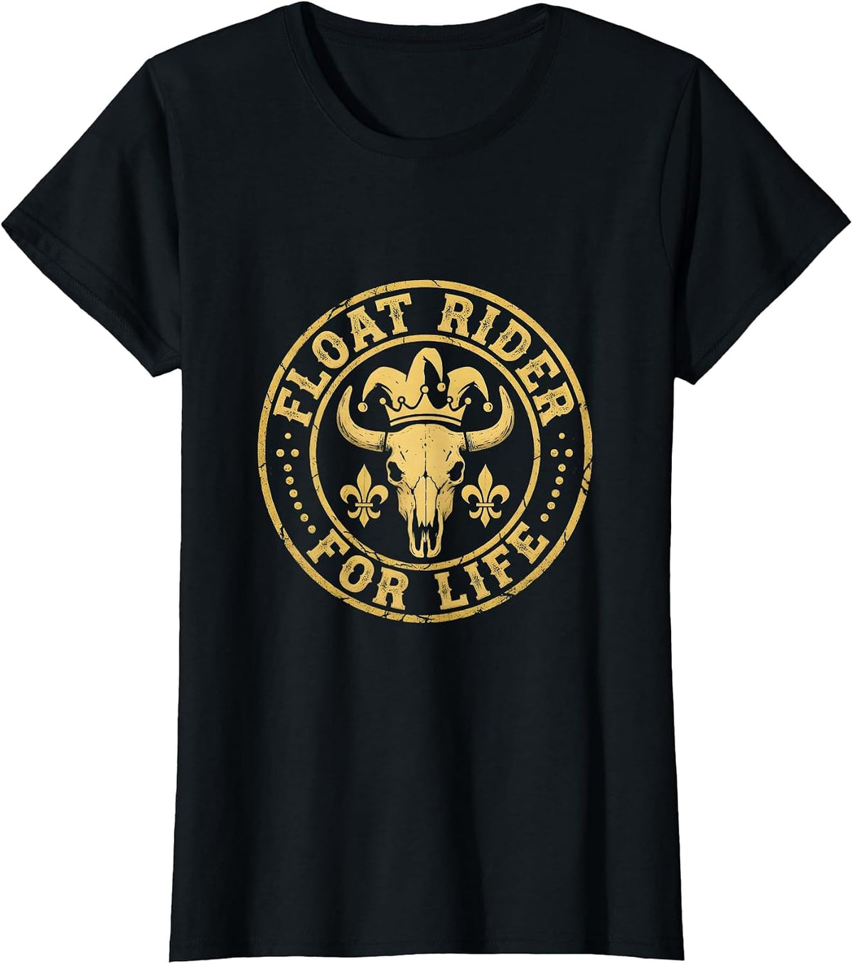 Float Rider For Life Mardi Gras Design T-Shirt - Black