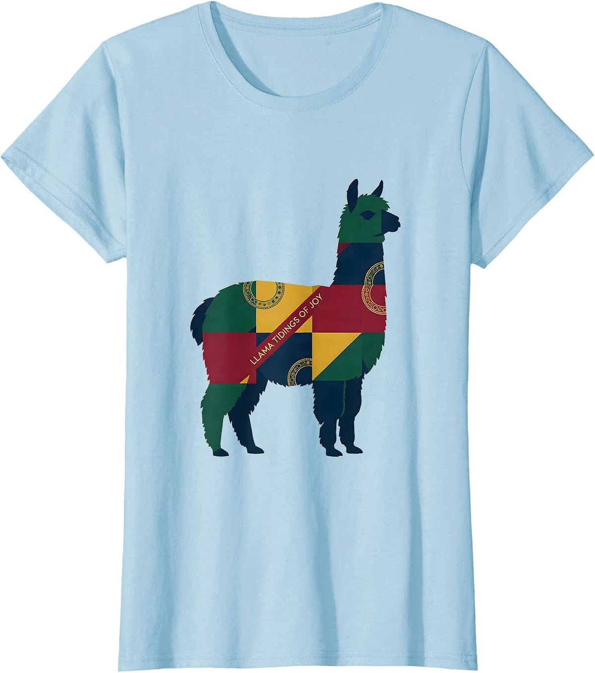 Llama Tidings Of Joy Funny Christmas Llama Lover Gift T-Shirt - Baby Blue