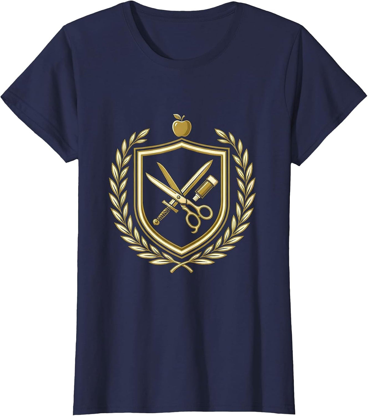Women's 5th Grade Teacher Scissors Glue Crossed Design T-Shirt - Navy Blue