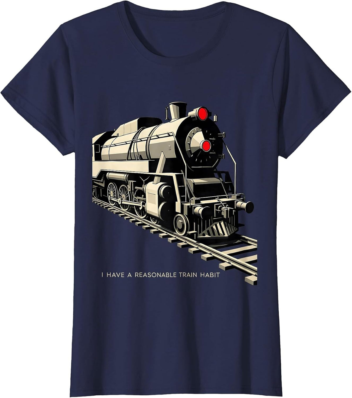 Women's I Have A Reasonable Train Habit Funny Train Enthusiast Model T-Shirt - Navy Blue