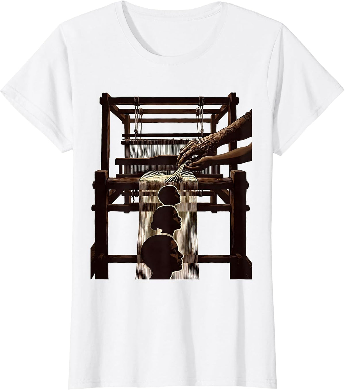 Women's Ancestral Hands Woven Heritage Black History Month Pride T-Shirt - White