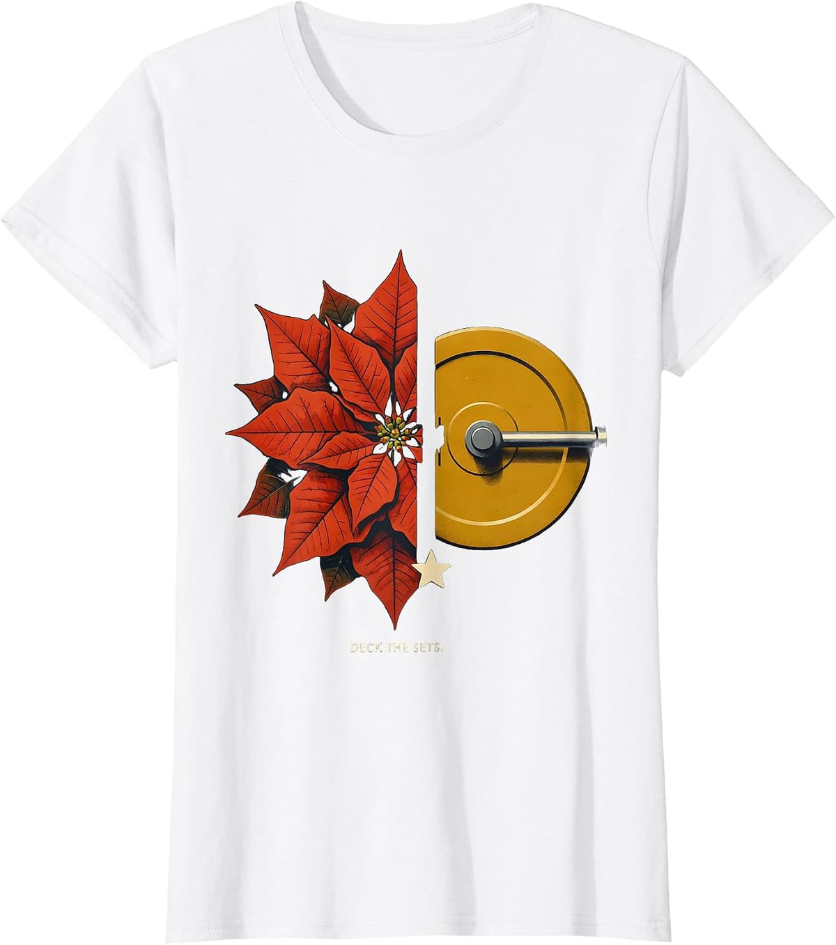 Women's Deck The Sets Midcentury Modern Funny Christmas Gym Workout T-Shirt - White