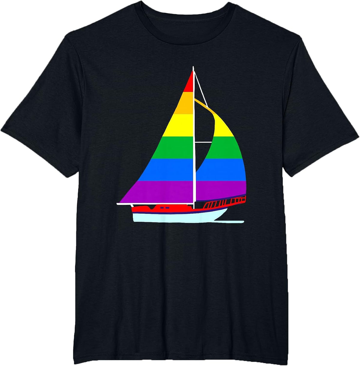 Gay Pride Sailboat Gay Sailor T-Shirt - Black
