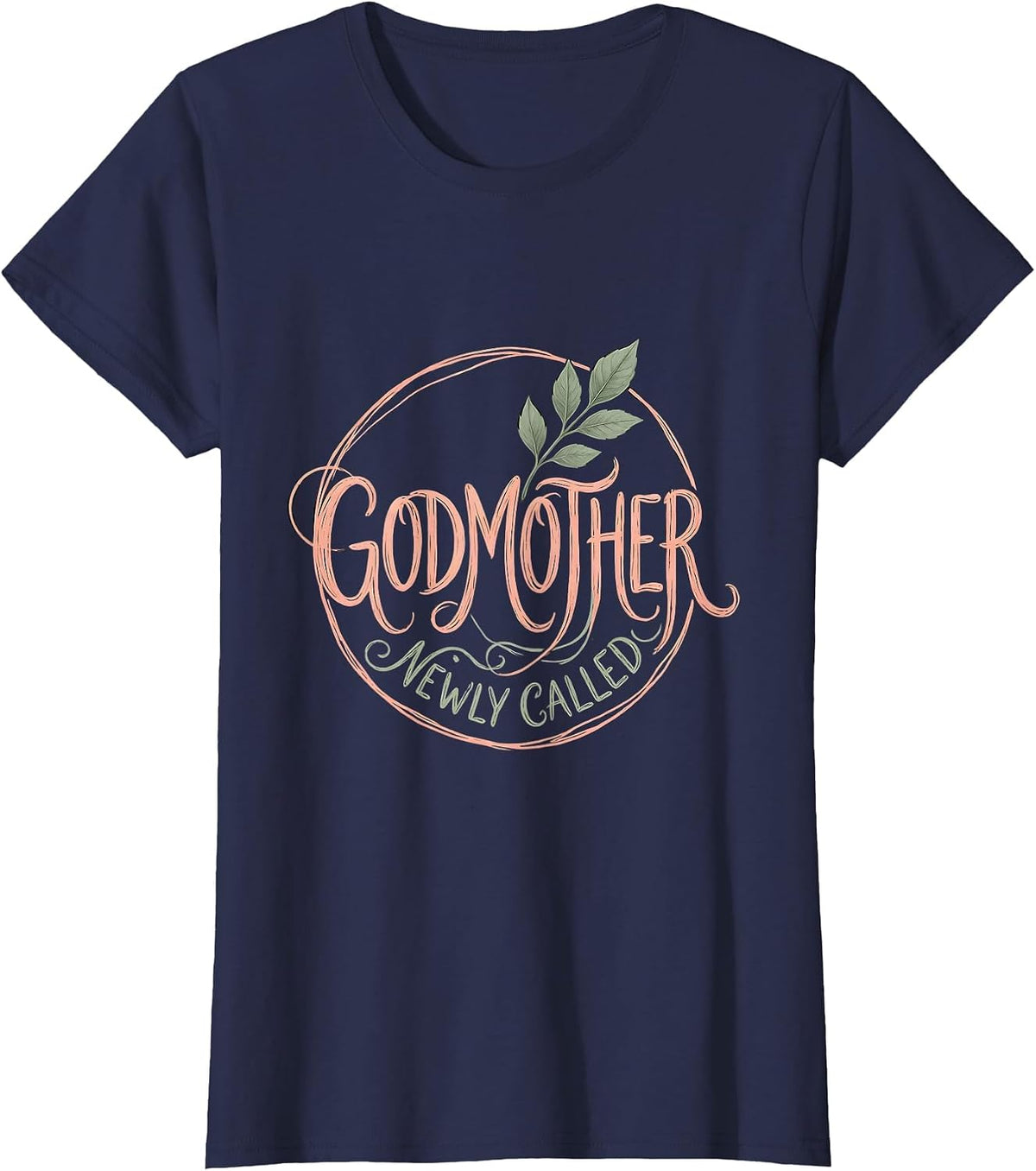Women's Godmother Newly Called Boho Typography Aunt Humor T-Shirt - Navy Blue