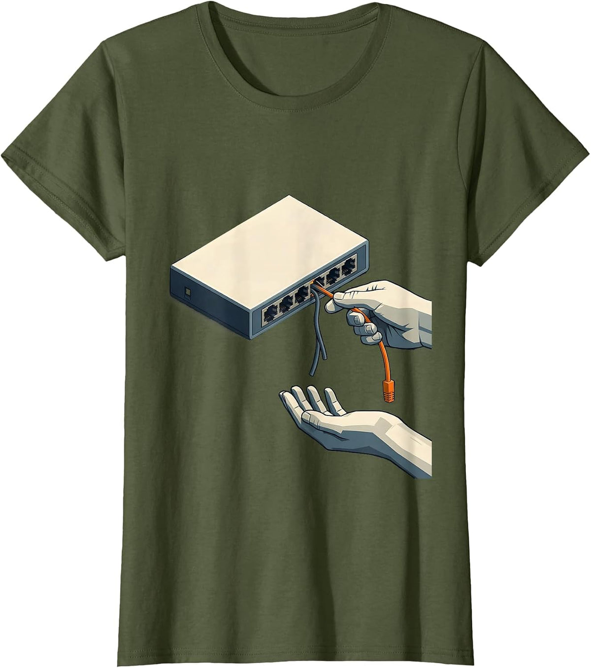 Women's Network Switch Tech Support Humor IT Nerd Gift T-Shirt - Olive Green