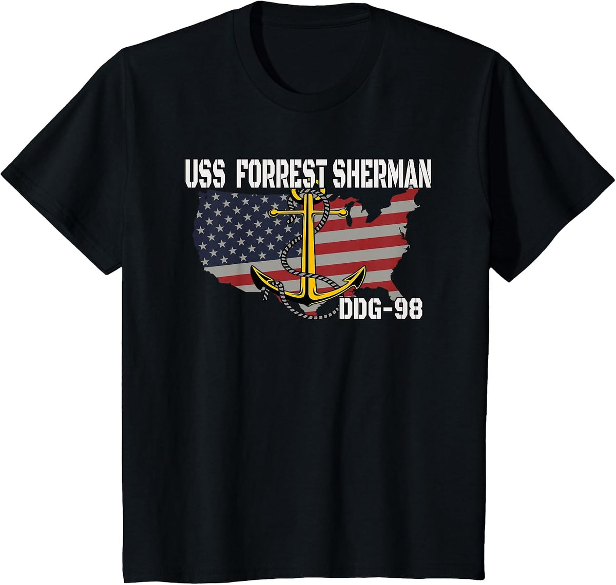 USS Forrest Sherman DDG-98 Destroyer Veterans Father Grandpa T-Shirt - Black