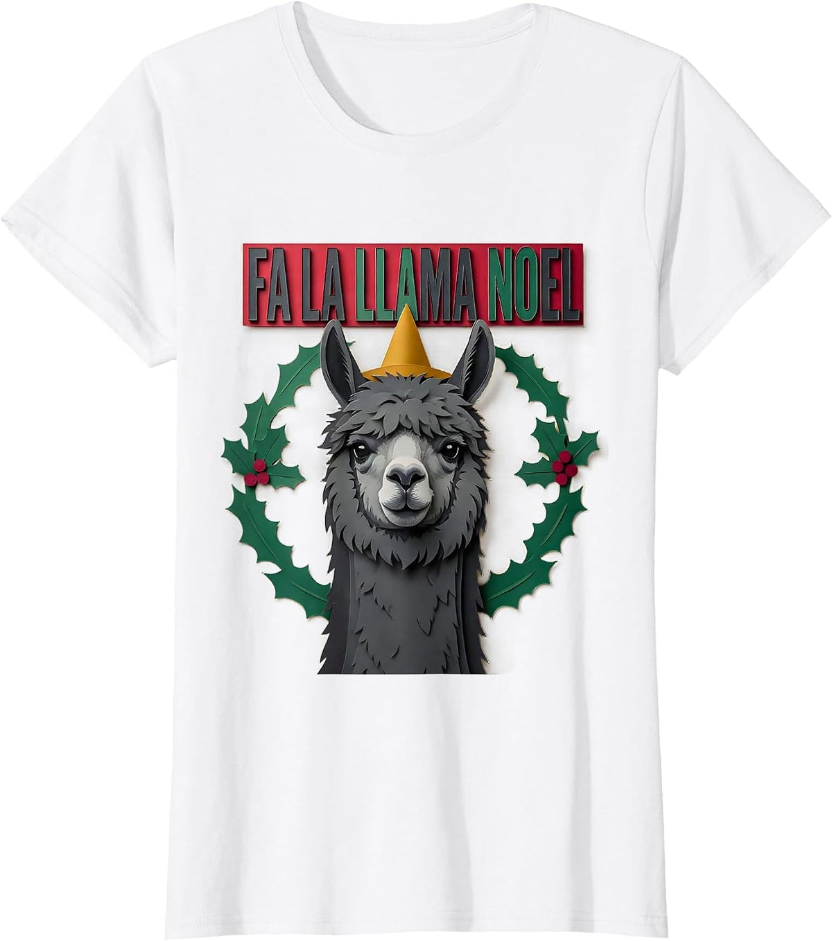 Women's Fa La Llama Noel Funny Llama Christmas Animal Lover Gift T-Shirt - White