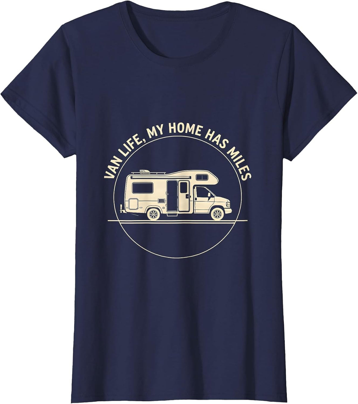 Women's Van Life My Home Has Miles Retro Camper Nomad Pride T-Shirt - Navy Blue