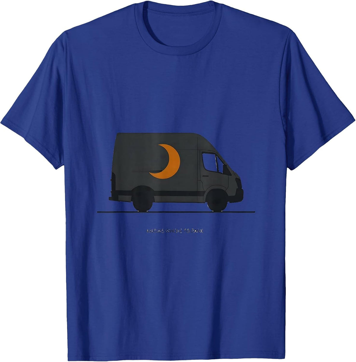 Knows Where To Park Retro Van Life Vintage Van Dwellers T-Shirt - Royal Blue