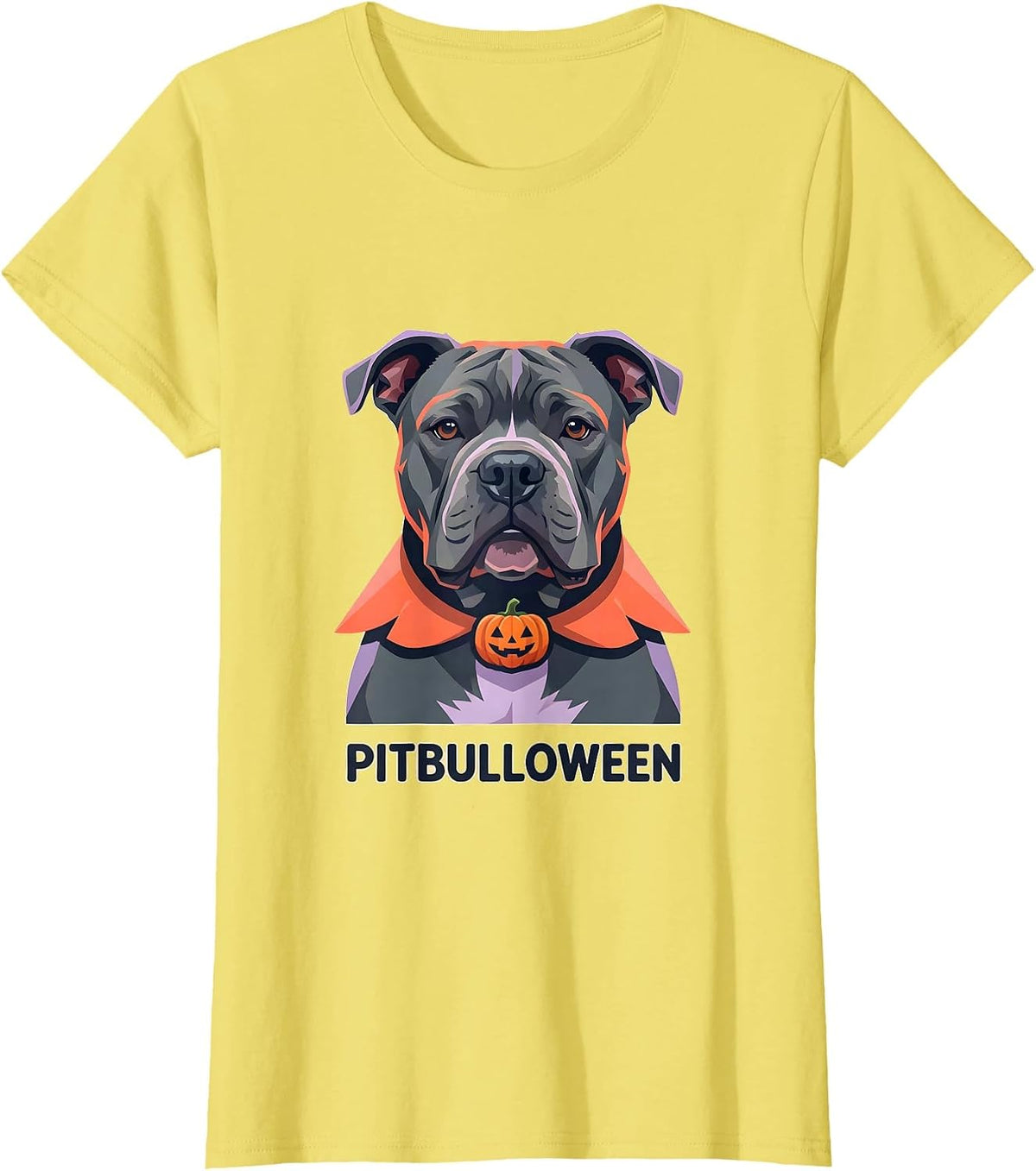 Pitbulloween Funny Pitbull Dog Halloween Costume T-Shirt - Lemon Yellow