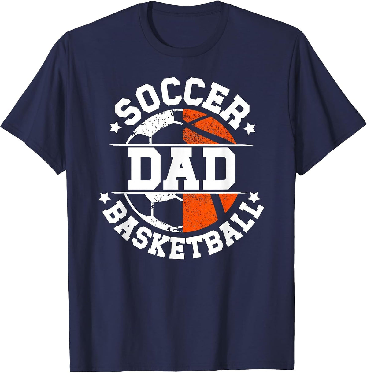 Soccer Basketball Dad of Basketball Soccer Player T-Shirt - Navy Blue