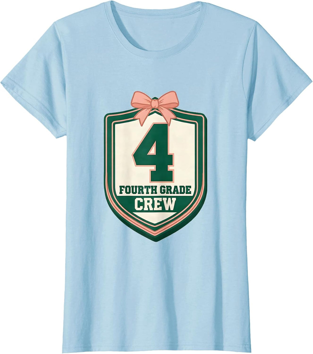 Fourth Grade Crew Preppy Back To School Elementary Teacher T-Shirt - Baby Blue