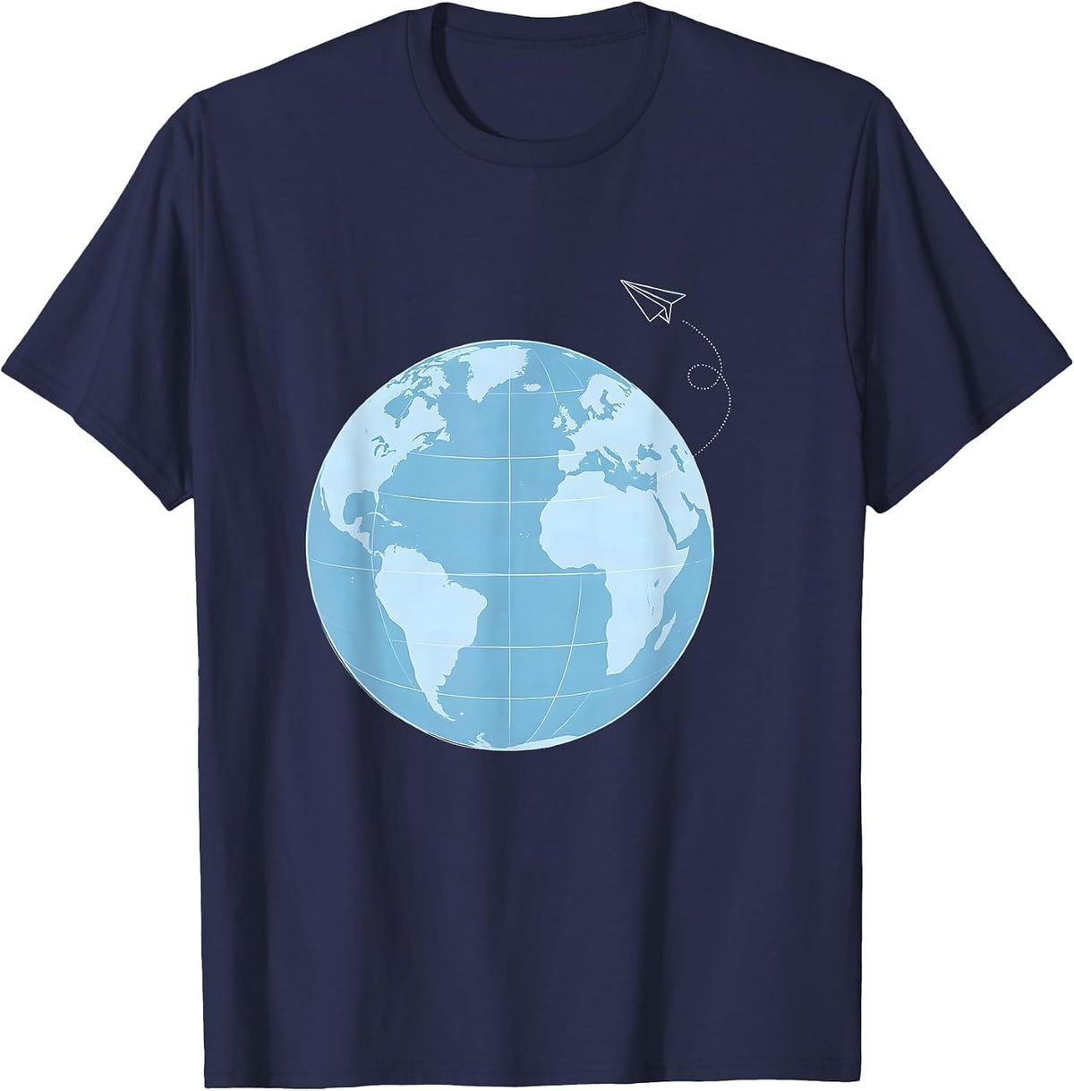 4th Grade Teacher Globe Airplane Graphic T-Shirt - Navy Blue