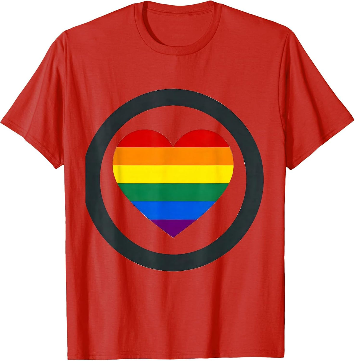 Men's Pride Heart Flag Stripes Illustration T-Shirt - Red