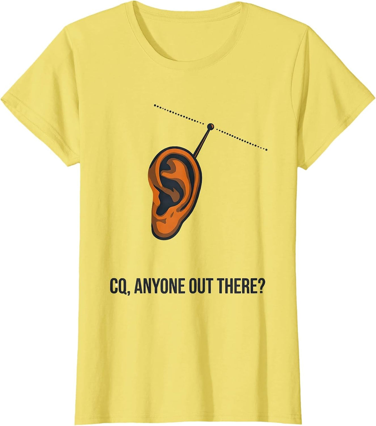 CQ Anyone Out There Funny Ham Radio Operator Hobbyist Gift T-Shirt - Lemon Yellow