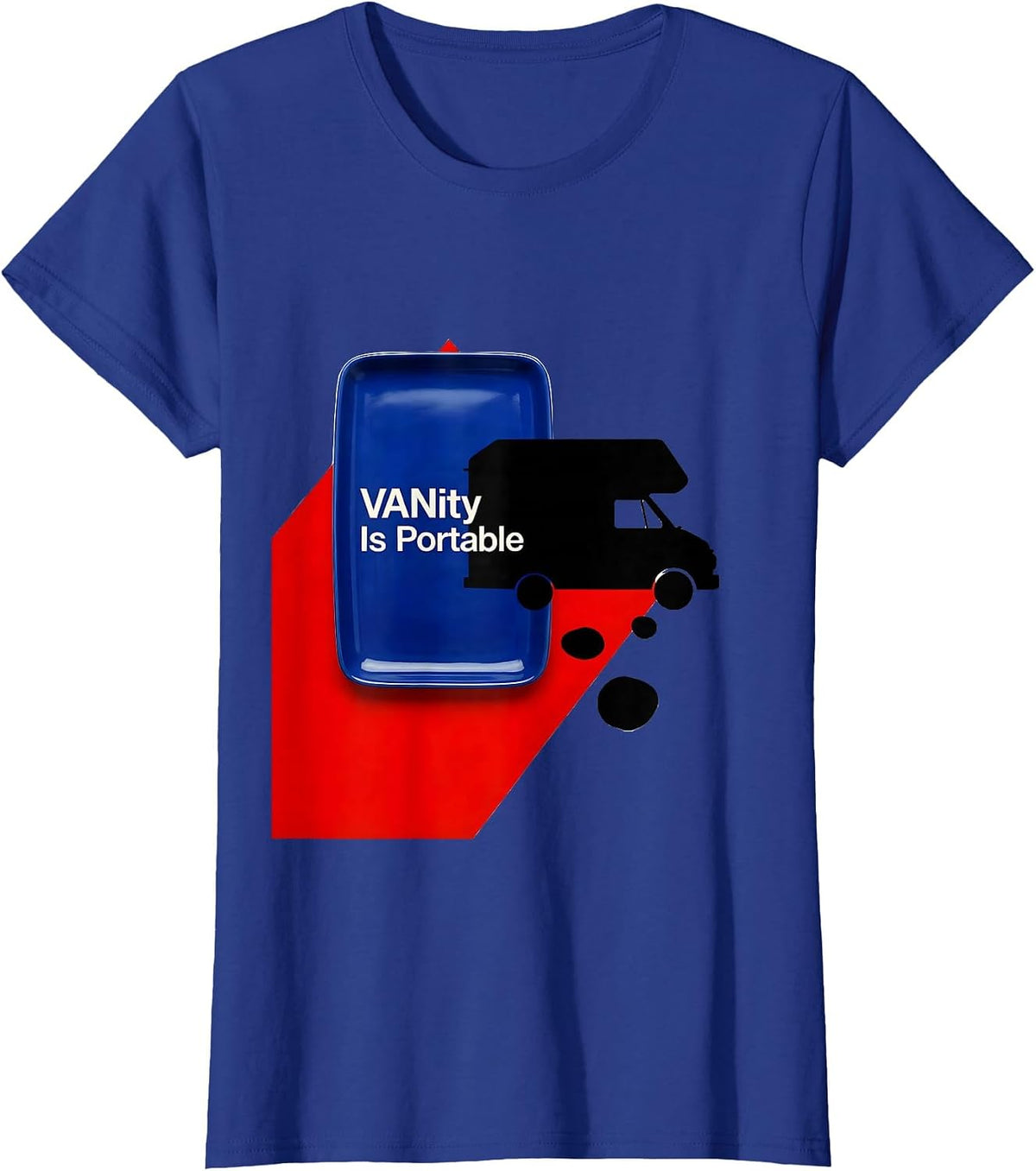 Women's VANity Is Portable Bauhaus Modernist Van Life Nomad T-Shirt - Royal Blue