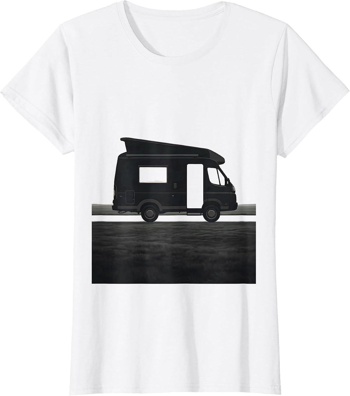 Women's Compact Pop-Top Camper Minimalist Van Life Van Dweller T-Shirt - White